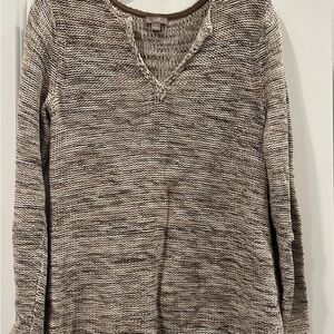 J. Jill Brown and Cream Knit Sweater